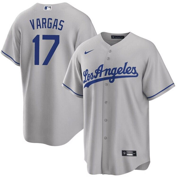 Men's Los Angeles Dodgers #17 Miguel Vargas Gray Cool Base Stitched Baseball Jersey Men's Los Angeles Dodgers #17 Miguel Vargas Gray Cool Base Stitched Baseball Jersey